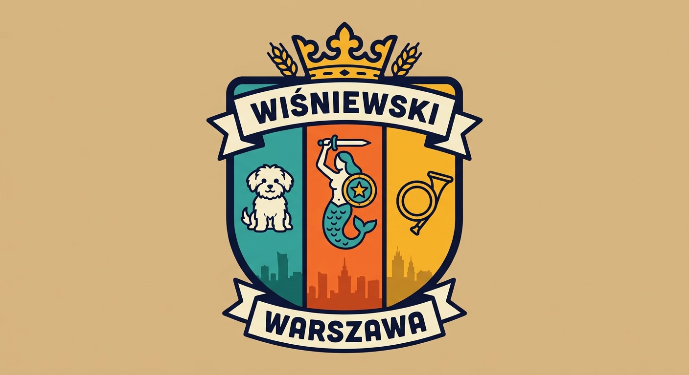 Герб Wiśniewski — яркий значок-стикер